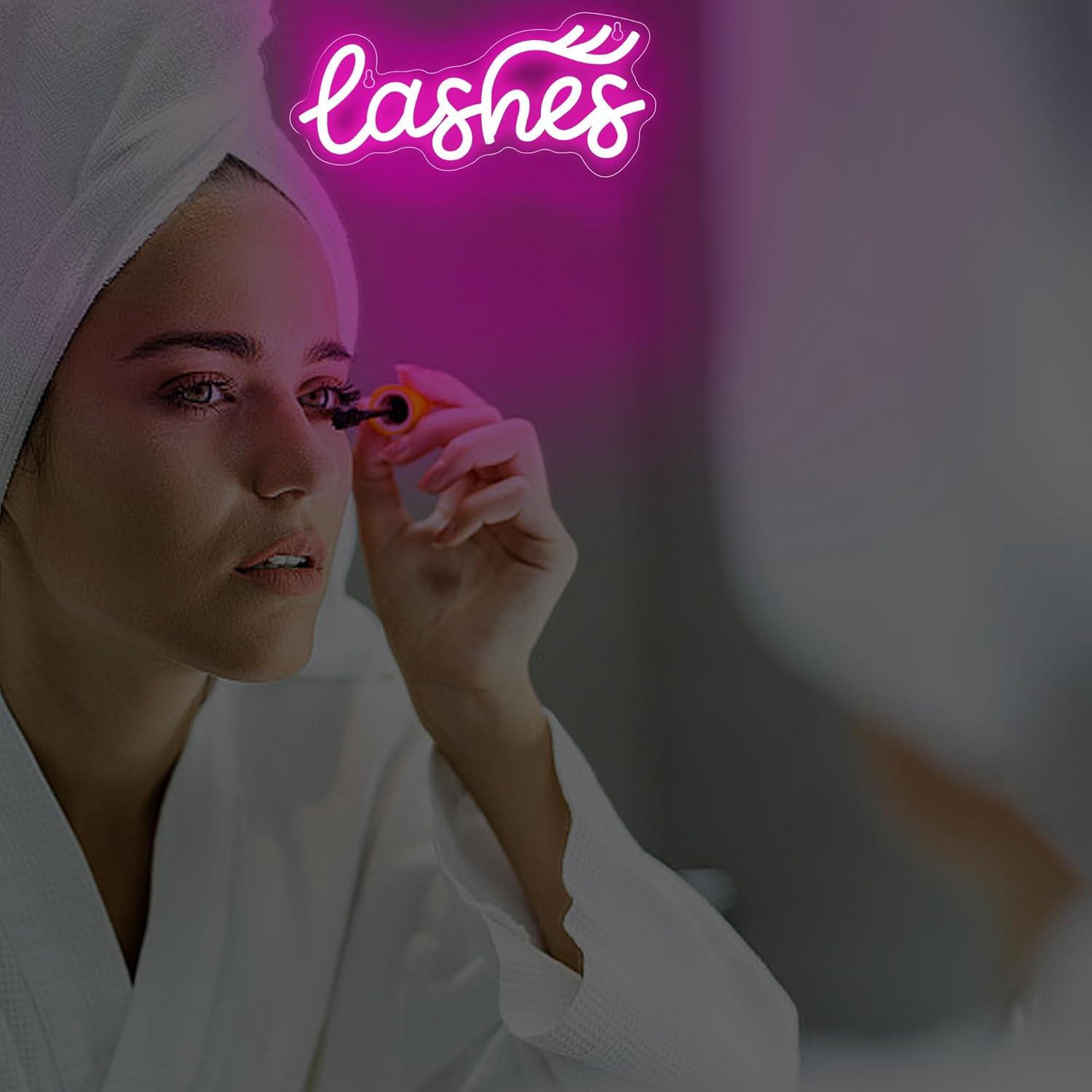 Lashes Neon Sign Lady Text Led - Beauty No Makeup 评论和价格