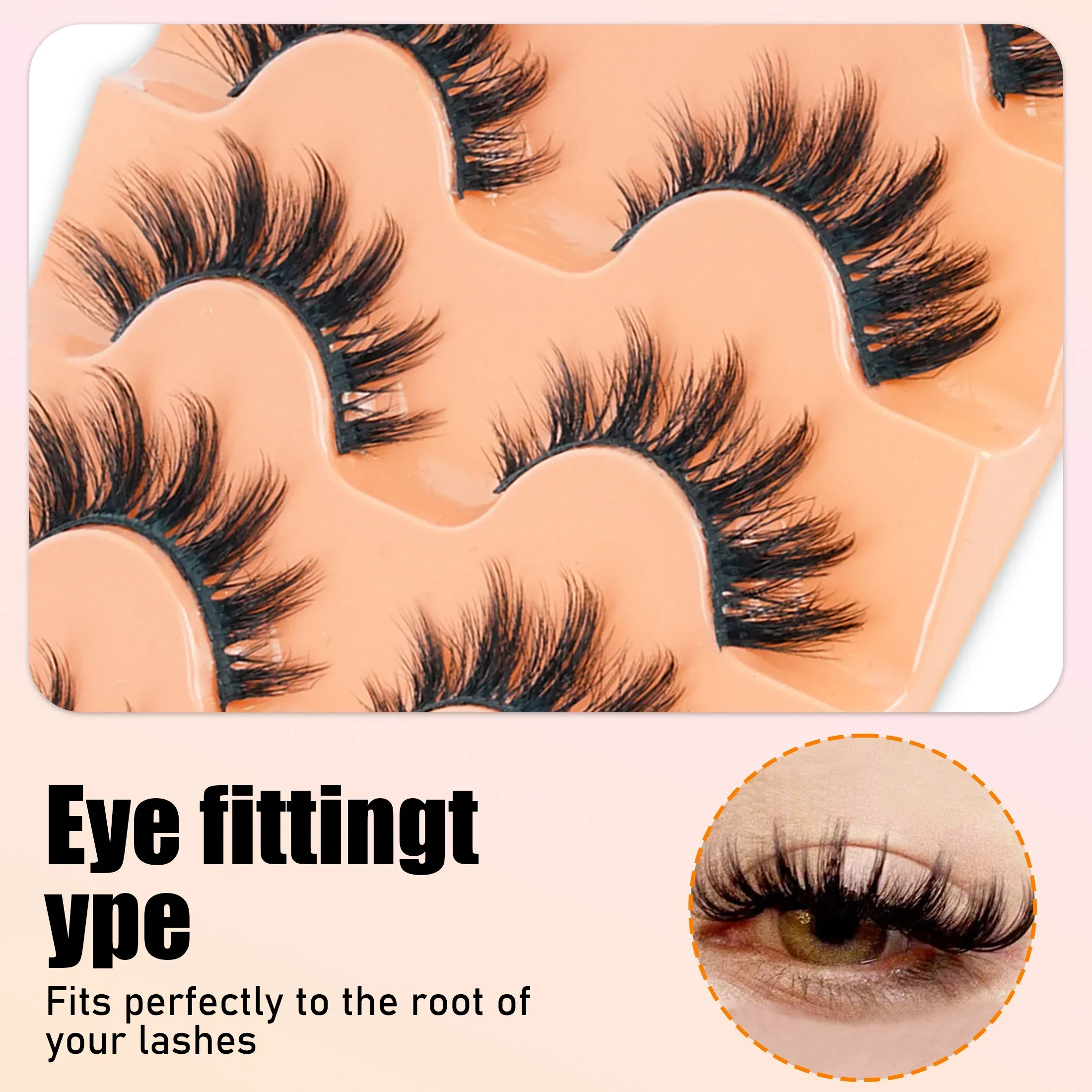 5 Pairs Cat Eye 8D Russian Vol - Beauty Makeup Women 评论和价格